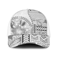Samoa Siapo Elegant Baseball Net Cap Hibiscus White Motifs LT05 One Size White White - Polynesian Pride