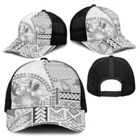 Samoa Siapo Elegant Baseball Net Cap Hibiscus White Motifs LT05 - Polynesian Pride