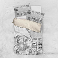 Samoa Siapo Elegant Bedding Set Hibiscus White Motifs - Polynesian Pride