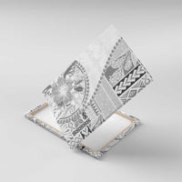 Samoa Siapo Elegant Canvas Wall Art Hibiscus White Motifs LT05 With Frame White - Polynesian Pride