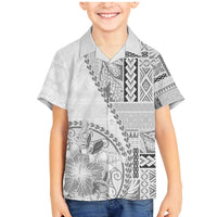 Samoa Siapo Elegant Family Matching Mermaid Dress and Hawaiian Shirt Hibiscus White Motifs - Polynesian Pride