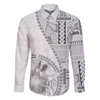 Samoa Siapo Elegant Family Matching Summer Maxi Dress and Hawaiian Shirt Hibiscus White Motifs - Polynesian Pride