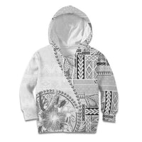 Samoa Siapo Elegant Kid Hoodie Hibiscus White Motifs LT05 Hoodie White - Polynesian Pride