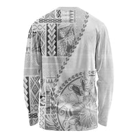 Samoa Siapo Elegant Long Sleeve Shirt Hibiscus White Motifs LT05 - Polynesian Pride