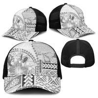 Samoa Siapo Elegant Mesh Trucker Cap Hibiscus White Motifs LT05 - Polynesian Pride