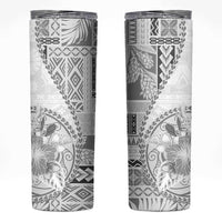 Samoa Siapo Elegant Skinny Tumbler Hibiscus White Motifs - Polynesian Pride