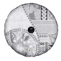 Samoa Siapo Elegant Spare Tire Cover Hibiscus White Motifs - Polynesian Pride