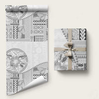 Samoa Siapo Elegant Wrapping Paper Hibiscus White Motifs LT05 58" × 23" White - Polynesian Pride