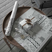 Samoa Siapo Elegant Wrapping Paper Hibiscus White Motifs LT05 - Polynesian Pride