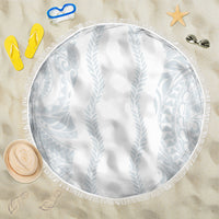 Samoa Lotu Tamaiti Beach Blanket Teuila With Tribal Motifs LT05 One Size 150cm White - Polynesian Pride