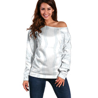 Samoa Lotu Tamaiti Off Shoulder Sweater Teuila With Tribal Motifs LT05 Women White - Polynesian Pride
