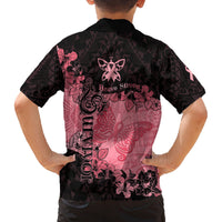 Breast Cancer Family Matching Puletasi Dress and Hawaiian Shirt Survivor Polynesian Ribbon Butterfly LT05 - Polynesian Pride
