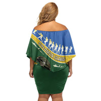 Solomon Islands Remembrance Day Family Matching Off Shoulder Short Dress and Hawaiian Shirt Lest We Forget