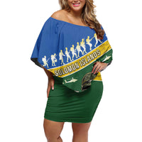 Solomon Islands Remembrance Day Off Shoulder Short Dress Lest We Forget LT05 Women Green - Polynesian Pride