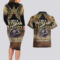 Polynesia Veterans Day Couples Matching Long Sleeve Bodycon Dress and Hawaiian Shirt Thank You Veterans Polynesian Pattern LT05 - Polynesian Pride