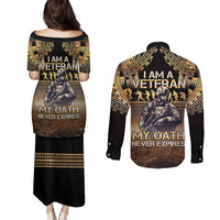 Polynesia Veterans Day Couples Matching Puletasi and Long Sleeve Button Shirt Thank You Veterans Polynesian Pattern LT05 - Polynesian Pride