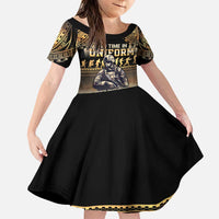 Polynesia Veterans Day Family Matching Puletasi and Hawaiian Shirt Thank You Veterans Polynesian Pattern LT05 Daughter's Dress Gold - Polynesian Pride