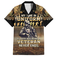 Polynesia Veterans Day Family Matching Puletasi and Hawaiian Shirt Thank You Veterans Polynesian Pattern LT05 Dad's Shirt - Short Sleeve Gold - Polynesian Pride