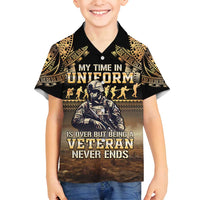 Polynesia Veterans Day Family Matching Summer Maxi Dress and Hawaiian Shirt Thank You Veterans Polynesian Pattern LT05 Son's Shirt Gold - Polynesian Pride
