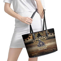 Polynesia Veterans Day Leather Tote Bag Thank You Veterans Polynesian Pattern LT05 - Polynesian Pride