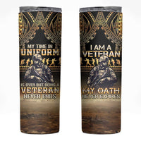 Polynesia Veterans Day Skinny Tumbler Thank You Veterans Polynesian Pattern LT05 Gold - Polynesian Pride
