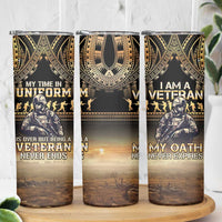 Polynesia Veterans Day Skinny Tumbler Thank You Veterans Polynesian Pattern LT05 - Polynesian Pride