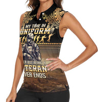 Polynesia Veterans Day Women Sleeveless Polo Shirt Thank You Veterans Polynesian Pattern