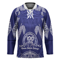 Personalised Queen Salote College Centenary Hockey Jersey Tongan Kupesi Pattern LT05 Unisex Navy - Polynesian Pride