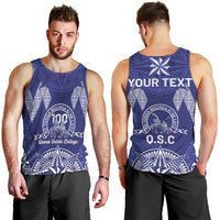 Personalised Queen Salote College Centenary Men Tank Top Tongan Kupesi Pattern - Polynesian Pride