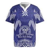 Personalised Queen Salote College Centenary Rugby Jersey Tongan Kupesi Pattern LT05 Navy - Polynesian Pride
