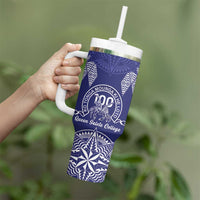 Personalised Queen Salote College Centenary Tumbler With Handle Tongan Kupesi Pattern - Polynesian Pride