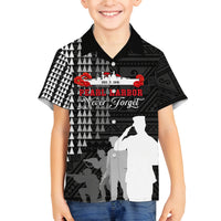 Pearl Harbor Remembrance Day Family Matching Puletasi Dress and Hawaiian Shirt USS Arizona In Memory With Polynesian Pattern LT05 Son's Shirt Black - Polynesian Pride