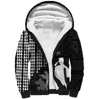 Pearl Harbor Remembrance Day Sherpa Hoodie USS Arizona In Memory With Polynesian Pattern LT05 Unisex Black - Polynesian Pride