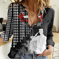 Pearl Harbor Remembrance Day Women Casual Shirt USS Arizona In Memory With Polynesian Pattern LT05 Female Black - Polynesian Pride