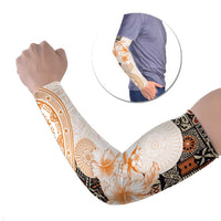 Fiji Arm Sleeves Masi Tapa Pattern Brown - Polynesian Pride