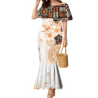 Fiji Mermaid Dress Masi Tapa Pattern Brown LT05 Women Brown - Polynesian Pride