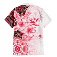 Fiji Family Matching Mermaid Dress and Hawaiian Shirt Masi Tapa Pattern Red LT05 - Polynesian Pride