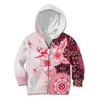 Fiji Kid Hoodie Masi Tapa Pattern Red LT05 - Polynesian Pride