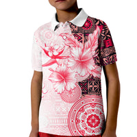 Fiji Kid Polo Shirt Masi Tapa Pattern Red LT05 Kid Red - Polynesian Pride