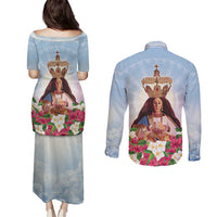 Guam Patroness Couples Matching Puletasi and Long Sleeve Button Shirt The Legend Santa Marian Kamalen LT05 - Polynesian Pride