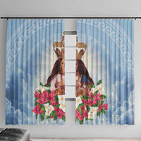 Guam Patroness Window Curtain The Legend Santa Marian Kamalen LT05 With Hooks Blue - Polynesian Pride