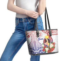 Happy Guam Santa Marian Kamalen Day Leather Tote Bag LT05 - Polynesian Pride