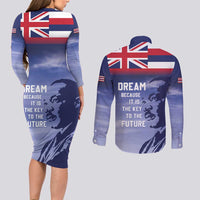 Hawaii MLK Day Couples Matching Long Sleeve Bodycon Dress and Long Sleeve Button Shirt LT05 - Polynesian Pride