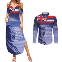 Hawaii MLK Day Couples Matching Summer Maxi Dress and Long Sleeve Button Shirt LT05 Blue - Polynesian Pride