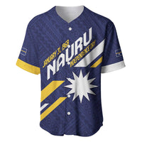 Personalised Happy Nauru Independence Day Baseball Jersey Polynesian Pattern LT05 Blue - Polynesian Pride