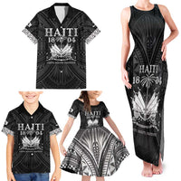 Haiti 1804 Family Matching Tank Maxi Dress and Hawaiian Shirt Polynesian Silver Neg Maron