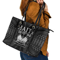 Haiti 1804 Leather Tote Bag Polynesian Silver Neg Maron LT05 - Polynesian Pride