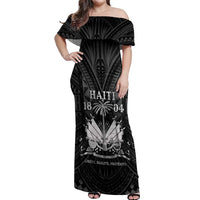 Haiti 1804 Off Shoulder Maxi Dress Polynesian Silver Neg Maron