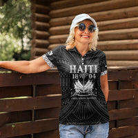 Haiti 1804 Women Polo Shirt Polynesian Silver Neg Maron