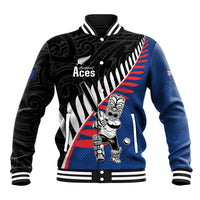 Custom New Zealand Auckland Cricket Baseball Jacket With Maori Pattern LT05 Unisex Blue - Polynesian Pride